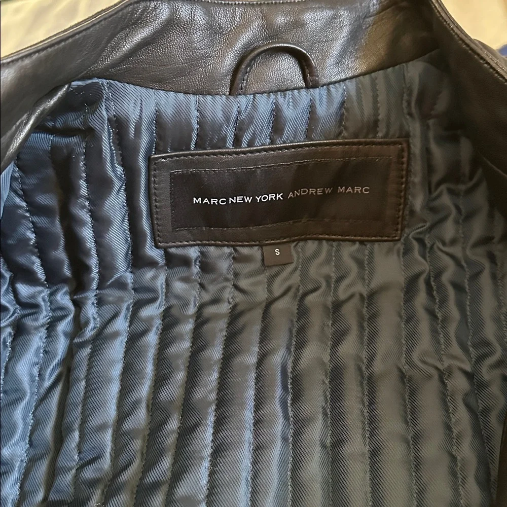 Andrew Marc New York Black Leather Sander Bomber Jacket Small New w Tags - Picture 4 of 7